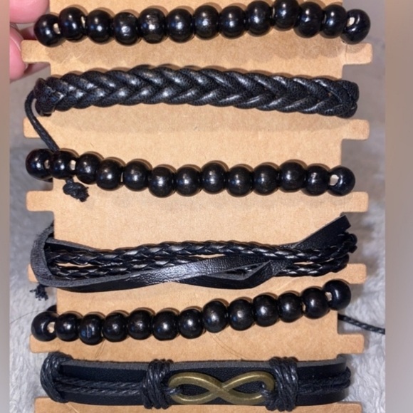 Oney MEN's Leather Bracelet Set of 2 Bracelet Unisex Streetware NEW - Picture 2 of 6